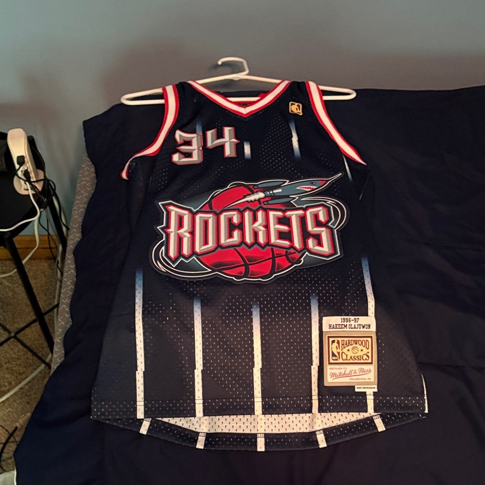 Mitchell & Ness Navy and Red Rockets Jersey